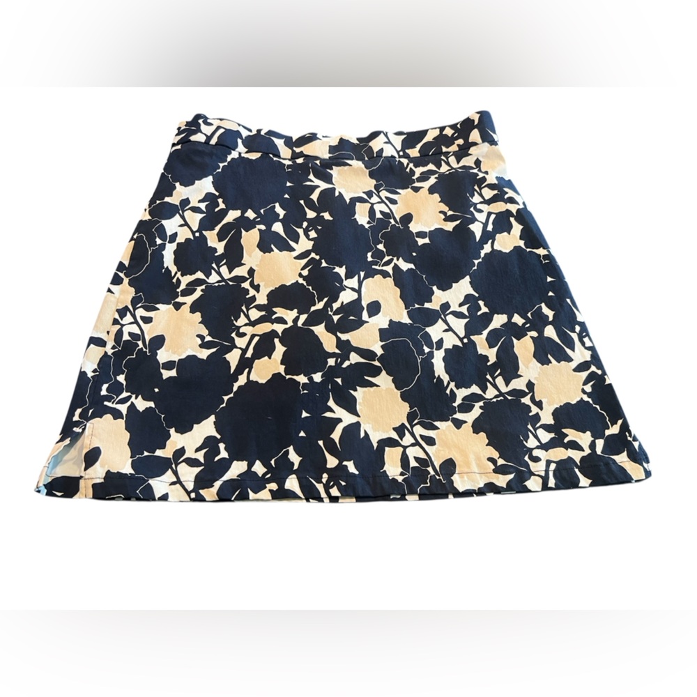 Rafaella Black and Cream Floral Mini Skirt